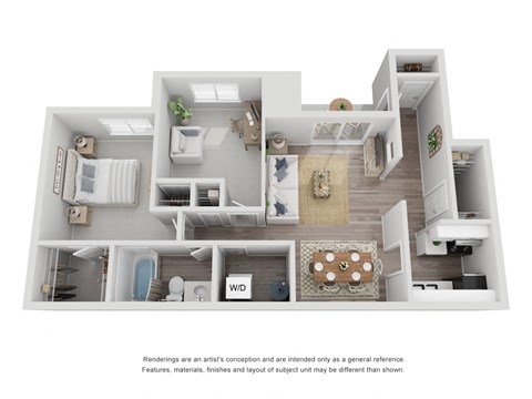 Floor plan for 2 beds, 1 bath, 890 sqft